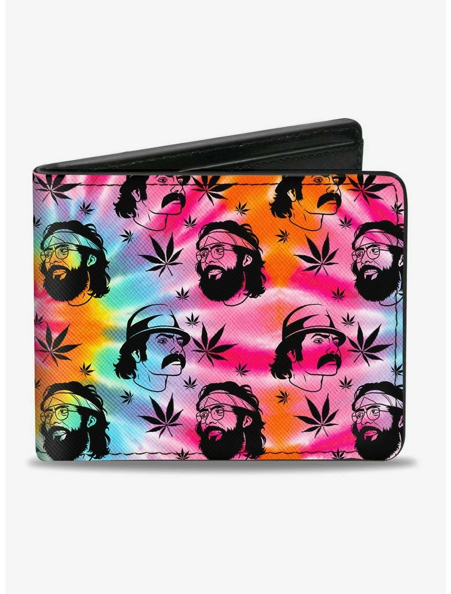 Tie-Dye Cheech Chong Caricature Faces Pot Leaves Tie Dye Bifold Wallet 3 Tie-Dye Cheech Chong Caricature Faces Pot Leaves Tie Dye Bifold Wallet