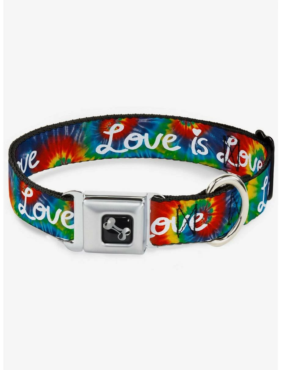 Tie-Dye Love Is Love Tie Dye Seatbelt Dog Collar