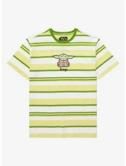 Television Our Universe Star Wars The Mandalorian Grogu Meditating Striped T-Shirt - BoxLunch Exclusive
