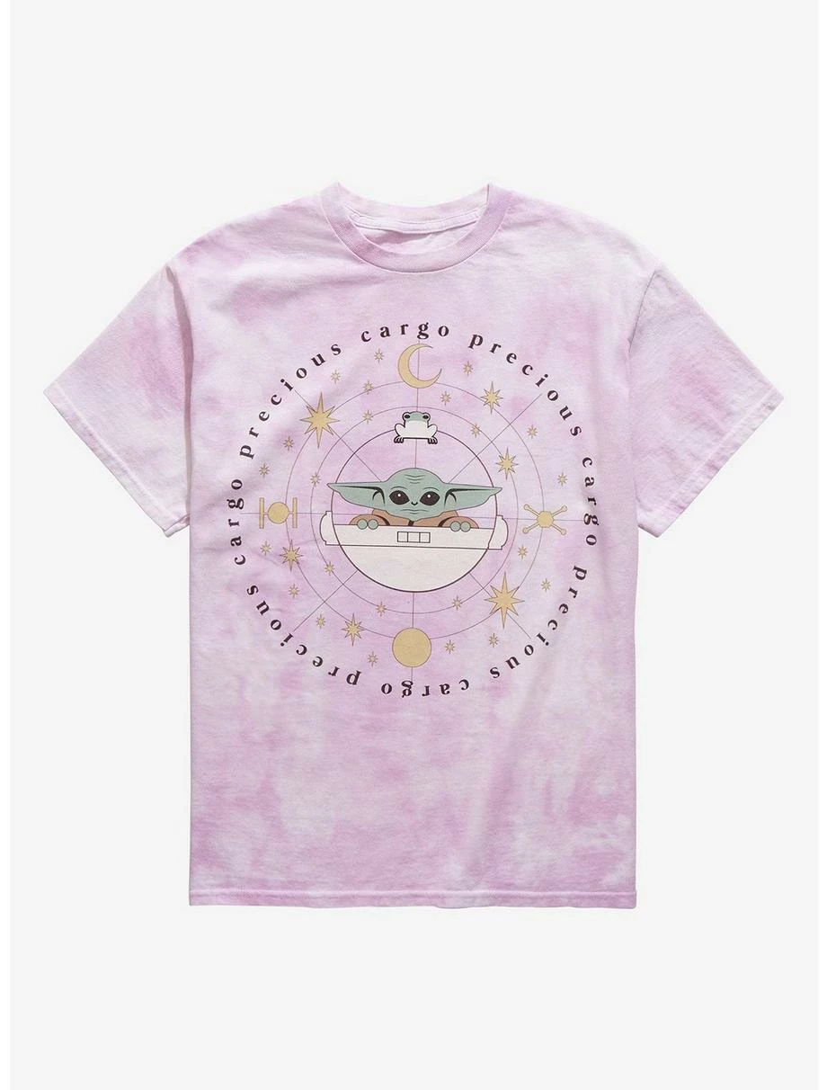 Television Star Wars The Mandalorian Grogu Star Chart Women's Tie-Dye T-Shirt - BoxLunch Exclusive