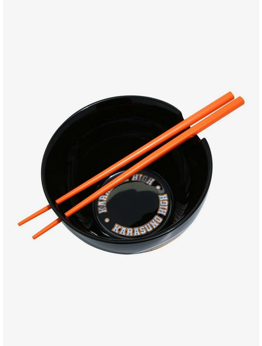 Television Haikyu!! Karasuno Crows Logo Ramen Bowl With Chopstick Set - Image 3