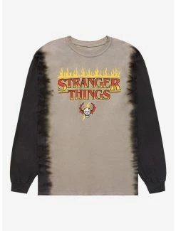 Television Stranger Things Flaming Logo Dip-Dye Long Sleeve T-Shirt - BoxLunch Exclusive