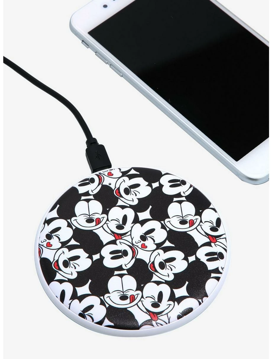 Television Disney Mickey Mouse Expressions Allover Print Wireless Mobile Phone Charger - BoxLunch Exclusive