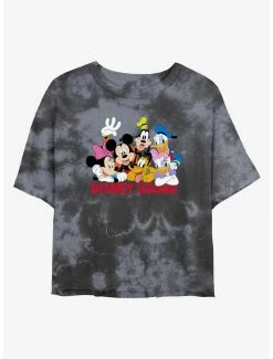 Television Disney Mickey Mouse Disney Squad Womens Tie-Dye Crop T-Shirt