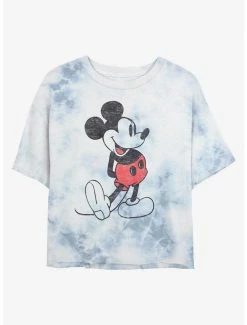 Television Disney Mickey Mouse Classic Vintage Womens Tie-Dye Crop T-Shirt